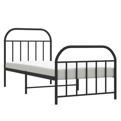 vidaXL Metal Bed Frame without Mattress with Footboard Black 90x200 cm