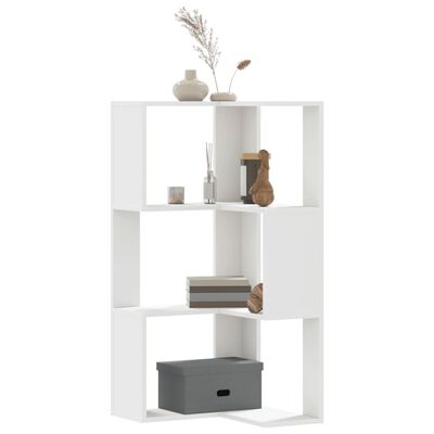 vidaXL Corner Bookcase 3-Tier White 50x50x102 cm Engineered Wood