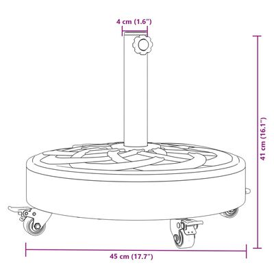 vidaXL Parasol Base with Wheels for Ø38 / 48 mm Poles 27 kg Round