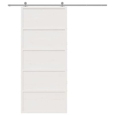 vidaXL Barn Door White 90x208 cm Solid Wood Pine