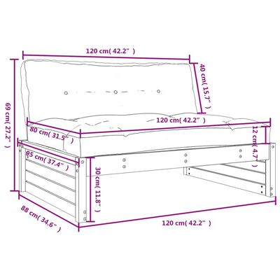 vidaXL Middle Sofa Grey 120x80 cm Solid Wood Pine