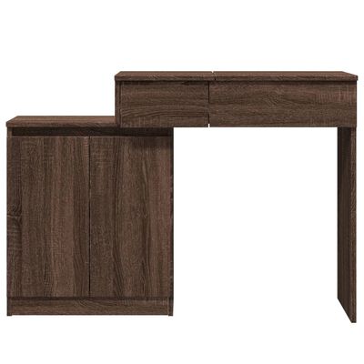 vidaXL Dressing Table with LED Brown Oak 115x37x110.5 cm