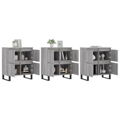 vidaXL Sideboards 3 pcs Grey Sonoma Engineered Wood