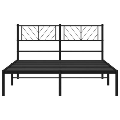 vidaXL Metal Bed Frame without Mattress with Headboard Black 150x200 cm King Size