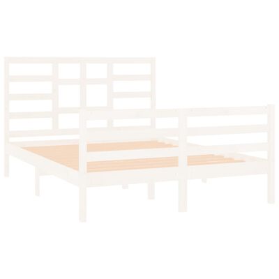 vidaXL Bed Frame without Mattress White Solid Wood 120x190 cm Small Double