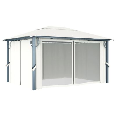 vidaXL Gazebo with Curtain 400 x 300 cm Cream Aluminium