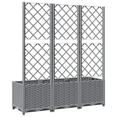 vidaXL Garden Planter with Trellis Light Grey 120x40x136 cm PP