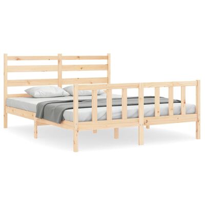 vidaXL Bed Frame without Mattress King Size Solid Wood Pine