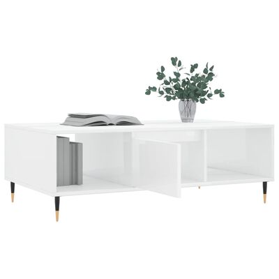 vidaXL Coffee Table High Gloss White 104x60x35 cm Engineered Wood