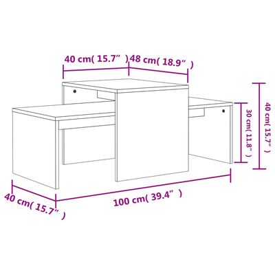 vidaXL Coffee Table Set Concrete Grey 100x48x40 cm Engineered Wood