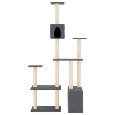 vidaXL Cat Tree with Sisal Scratching Posts Dark Grey 180 cm