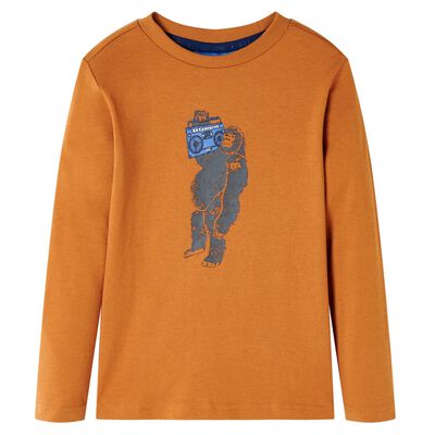 Kids' T-shirt with Long Sleeves Dark Ochre 116