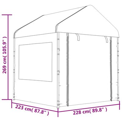 vidaXL Gazebo with Roof White 6.69x2.28x2.69 m Polyethylene