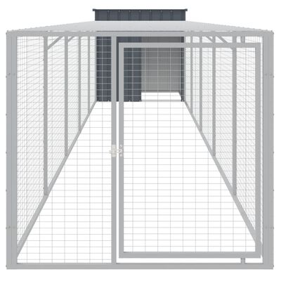 vidaXL Chicken Cage with Run Anthracite 110x609x110 cm Galvanised Steel
