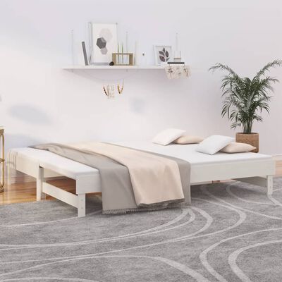 vidaXL Pull-out Day Bed without Mattress White 2x(100x200) cm