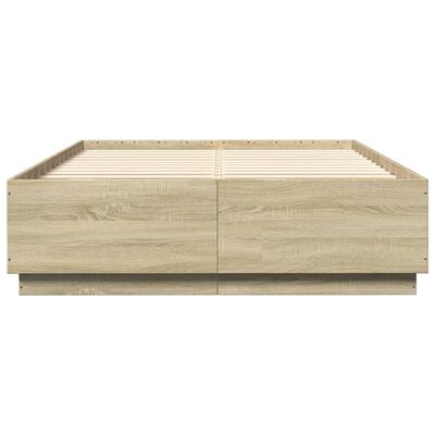 vidaXL Bed Frame with LED without Mattress Sonoma Oak 160x200 cm