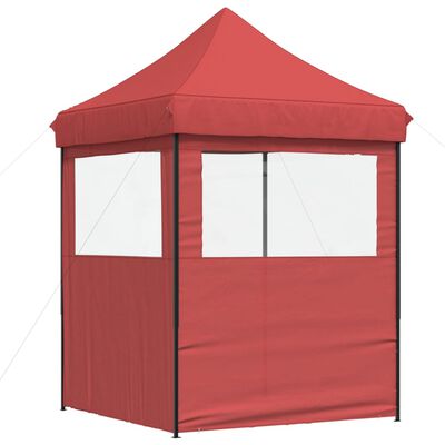 vidaXL Foldable Party Tent Pop-Up with 2 Sidewalls Burgundy