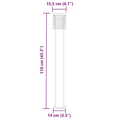 vidaXL Outdoor Floor Lamp Silver 110cm Stainless Steel