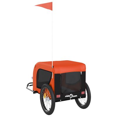 vidaXL Pet Bike Trailer Orange and Black Oxford Fabric and Iron