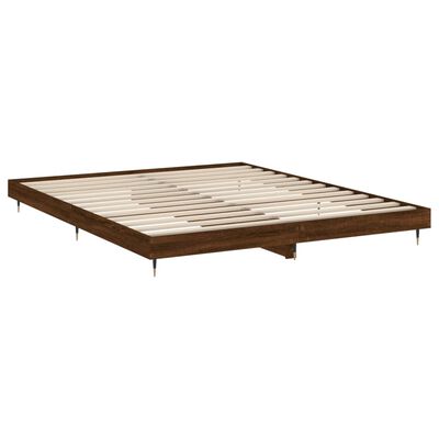 vidaXL Bed Frame without Mattress Brown Oak 150x200 cm King Size Engineered Wood