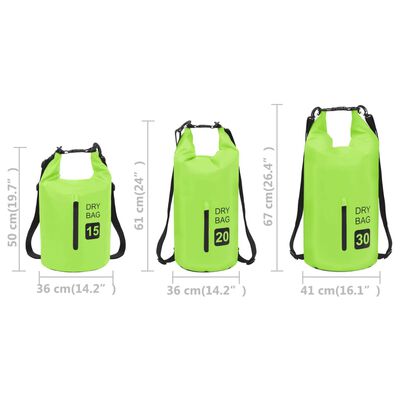 vidaXL Dry Bag with Zipper Green 15 L PVC