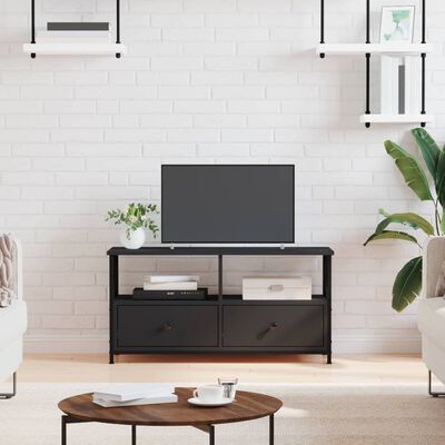 vidaXL TV Cabinet Black 90x33x45 cm Engineered Wood&Iron