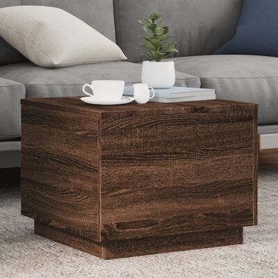 vidaXL Coffee Table with LED Lights Brown Oak 50x50x40 cm