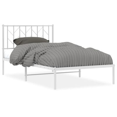 vidaXL Metal Bed Frame without Mattress with Headboard White 100x200 cm