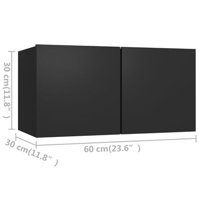 vidaXL 4 Piece TV Cabinet Set Black Engineered Wood