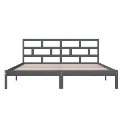 vidaXL Bed Frame without Mattress Grey Double Solid Wood