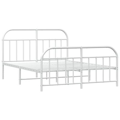 vidaXL Metal Bed Frame without Mattress with Footboard White 140x200 cm