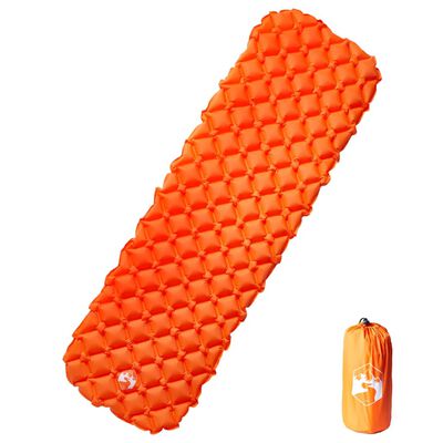 vidaXL Inflating Camping Mattress 1-Person Orange 190x58x6 cm