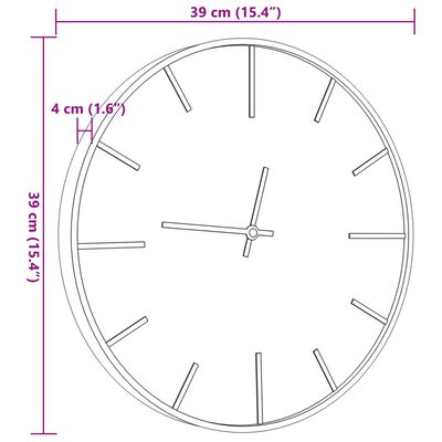 vidaXL Wall Clock Brown Ø39 cm Iron and Engineered Wood