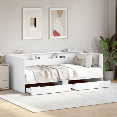 vidaXL Daybed with Drawers White 75x190 cm Engineered Wood