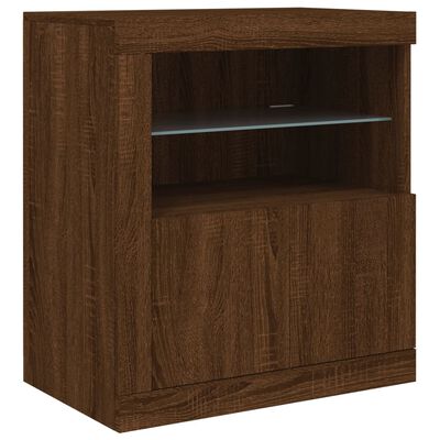 vidaXL Sideboard with LED Lights Brown Oak 162x37x67 cm