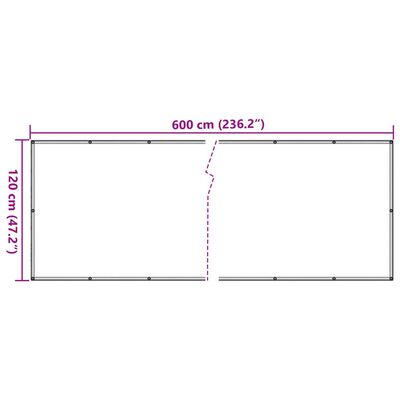 vidaXL Balcony Privacy Screen Grey 600x120 cm PVC