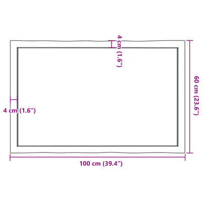 vidaXL Table Top 100x60x(2-6) cm Untreated Solid Wood Live Edge