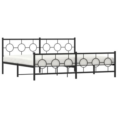 vidaXL Metal Bed Frame without Mattress with Footboard Black 193x203 cm