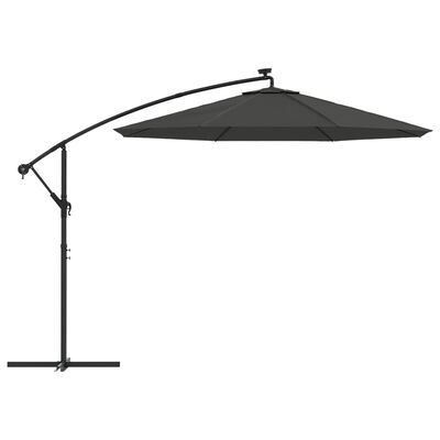 vidaXL Cantilever Garden Parasol with LED Lights and Steel Pole 300 cm Anthracite