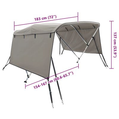 vidaXL 3-bow Bimini Top with Sidewalls 183x(154-167)x137 cm