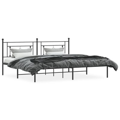 vidaXL Metal Bed Frame without Mattress with Headboard Black 193x203 cm