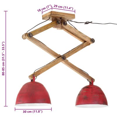 vidaXL Ceiling Lamp 25 W Distressed Red 29x18x85 cm E27