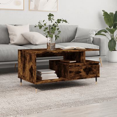 vidaXL Coffee Table Smoked Oak 90x49x45 cm Engineered Wood