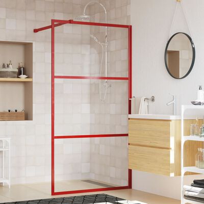 vidaXL Walk-in Shower Wall with Clear ESG Glass Red 115x195 cm