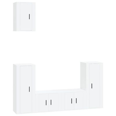 vidaXL 5 Piece TV Cabinet Set High Gloss White Engineered Wood