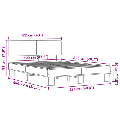 vidaXL Bed Frame without Mattress Sonoma Oak 120x200 cm