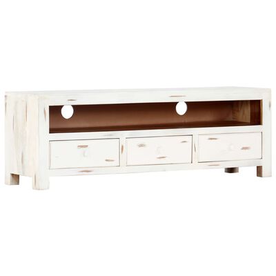 vidaXL TV Cabinet White 120x30x40 cm Solid Acacia Wood