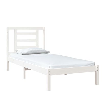 vidaXL Bed Frame without Mattress White 75x190 cm Small Single Solid Wood