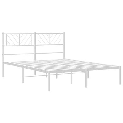 vidaXL Metal Bed Frame without Mattress with Headboard White 135x190 cm Double