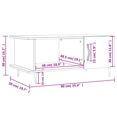 vidaXL Coffee Table High Gloss White 90x50x40 cm Engineered Wood